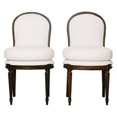 Pair of Carved Louis XVI Occasional Chairs