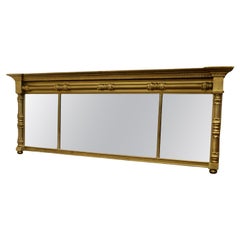 Antique Regency Triple Plate Gilt Mirror or Over Mantle