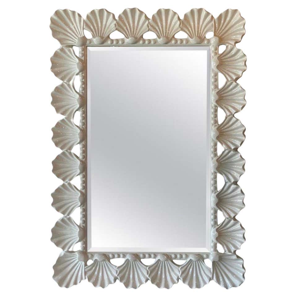 Vintage Ruffle Scalloped White Lacquered Wall Mirror at 1stDibs | white ...