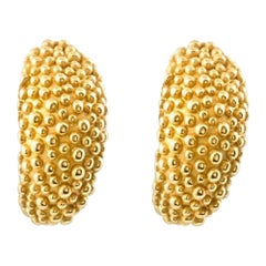 Vintage Modernist 14k Yellow Gold Chunky Half-Hoop Earrings