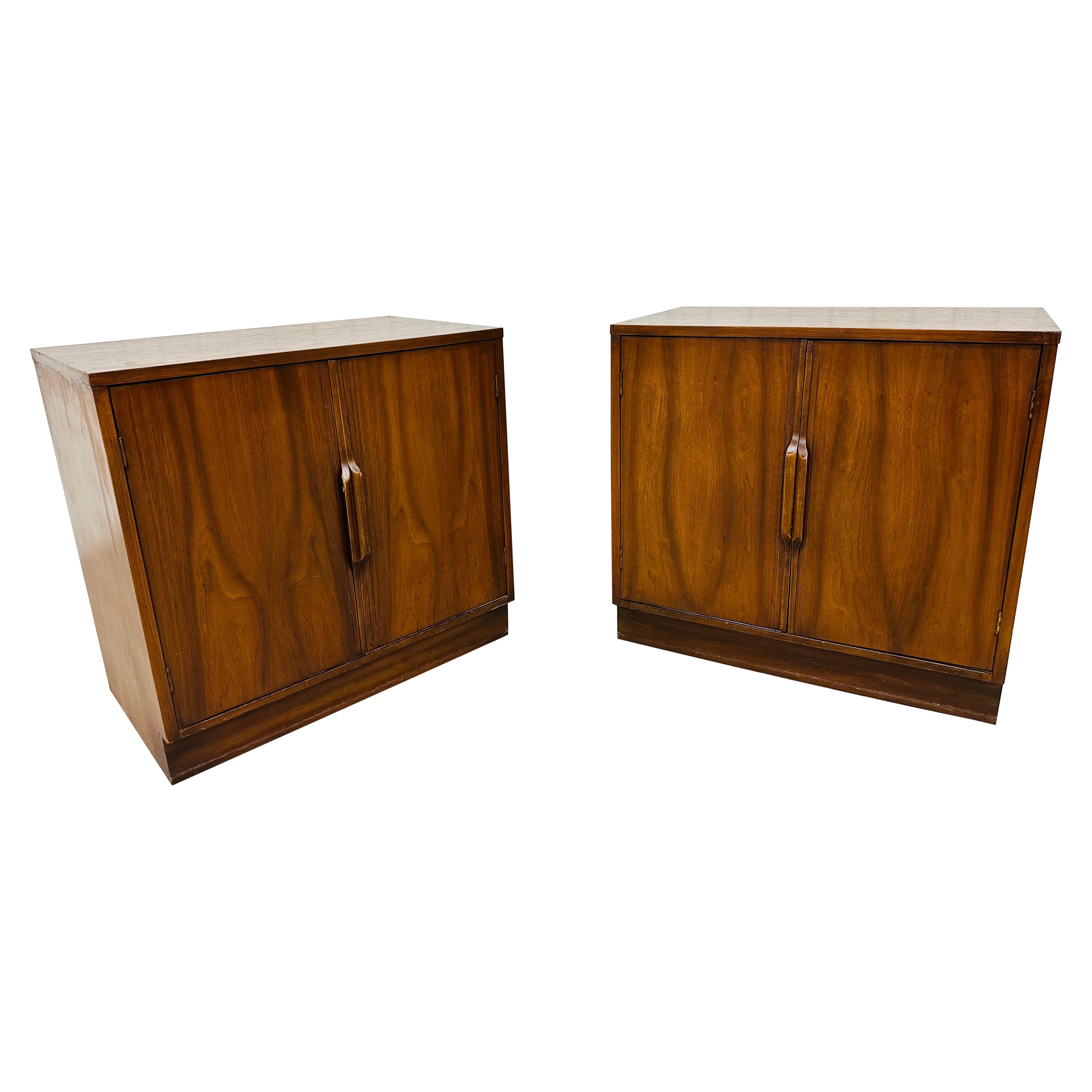 Mid-Century Modern Walnut Storage Cabinets - Set of 2 For Sale