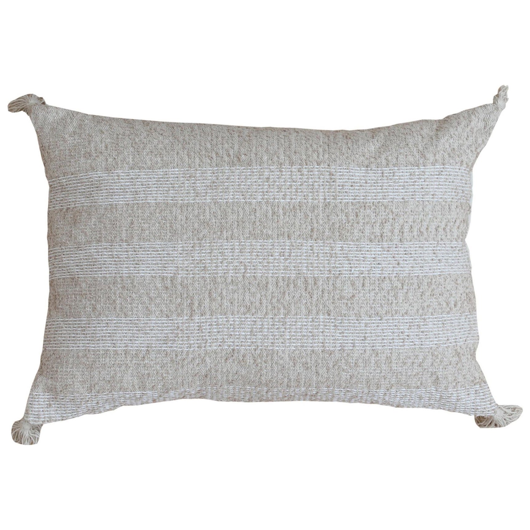 Cuscino moderno beige in lana e cotone con motivo a righe