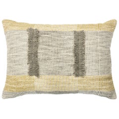 Modern Boho Chic Wool and Cotton Pillow In Muted Tones 