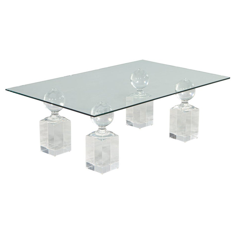 Table à cocktail en acrylique et verre moderne du milieu du siècle dernier en vente