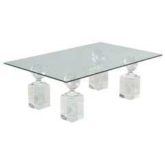 Table à cocktail en acrylique et verre moderne du milieu du siècle dernier
