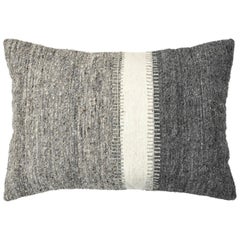 Modern Boho Chic Wool and Cotton Pillow In Gray