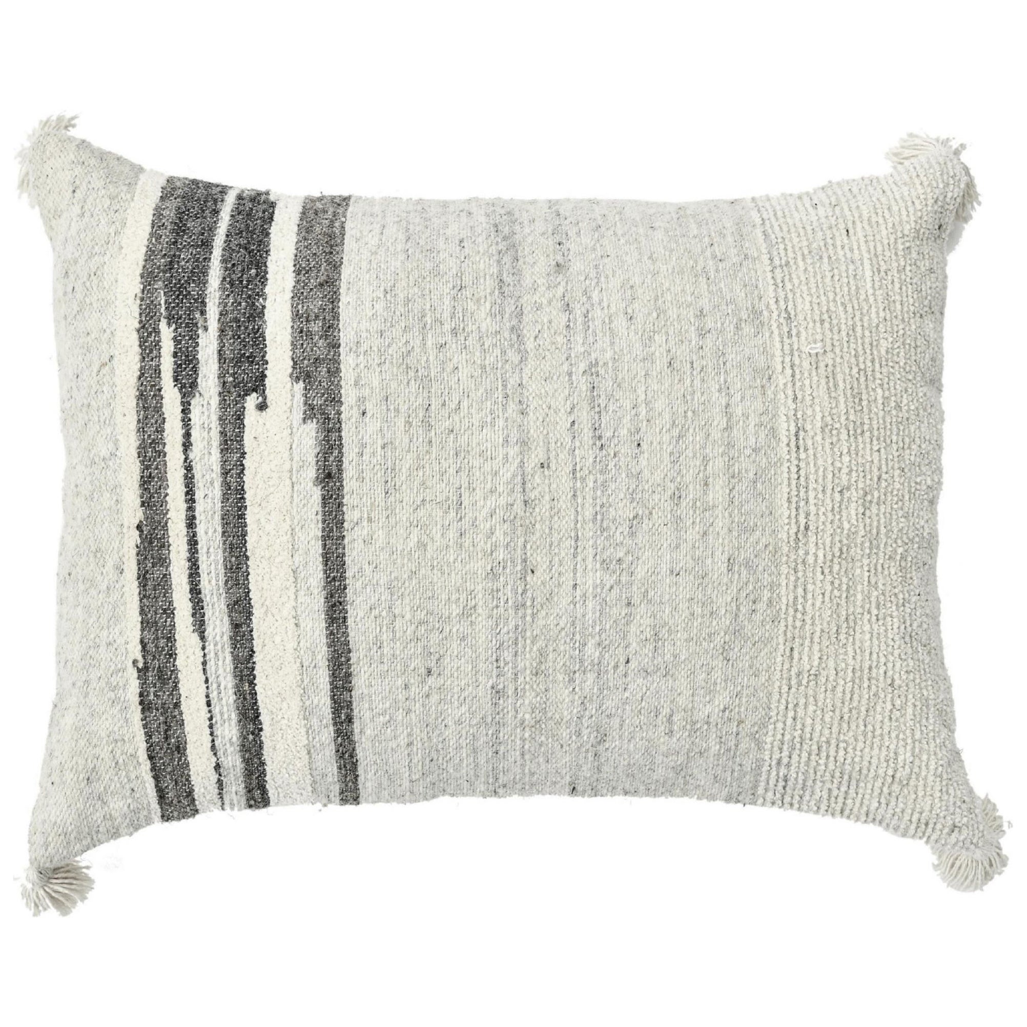 Ivory Modern Boho Chic Style Wool and Cotton Pillow For Sale
