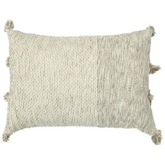 Boho Chic Style Contemporary Wool and Cotton Pillow In Beige