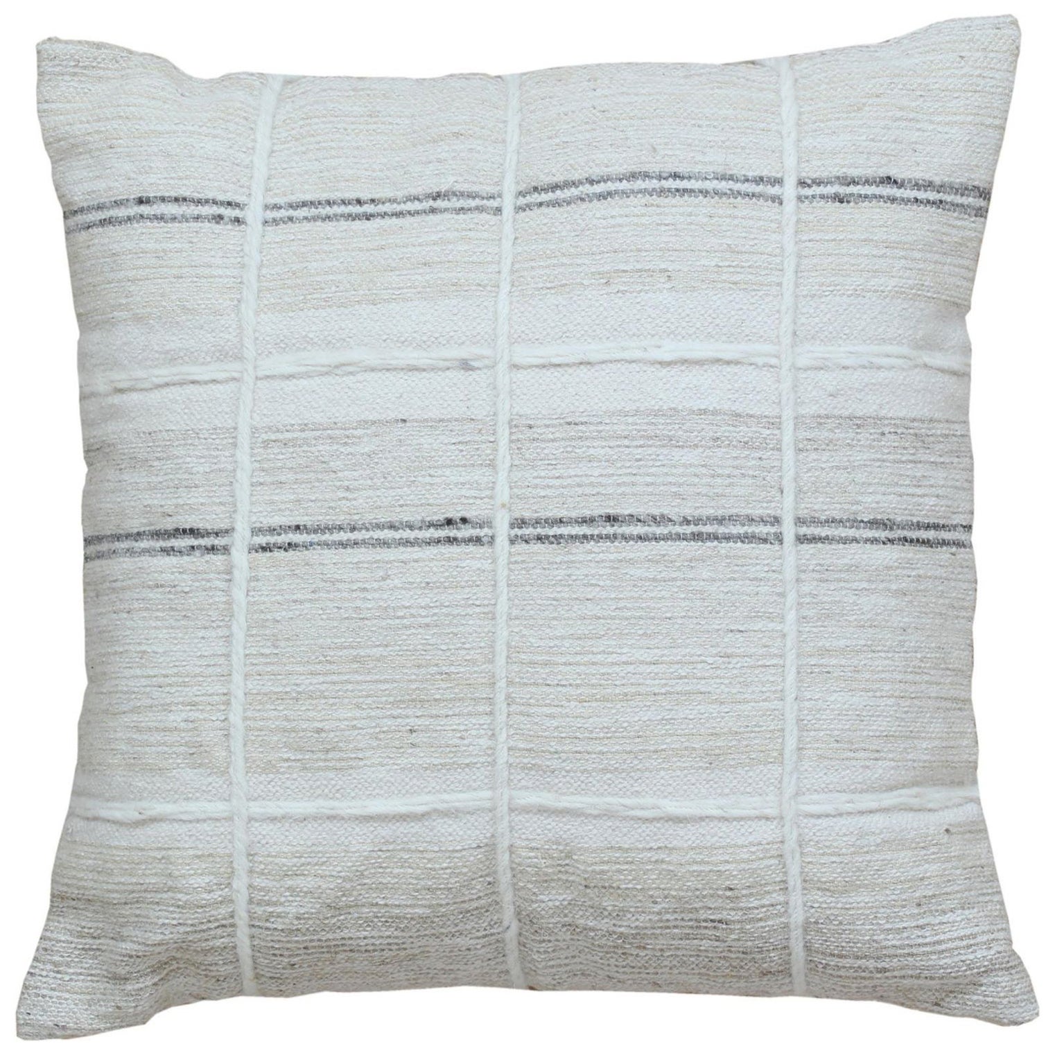 Geometric Modern Chic Wool and Cotton Pillow In Ivory