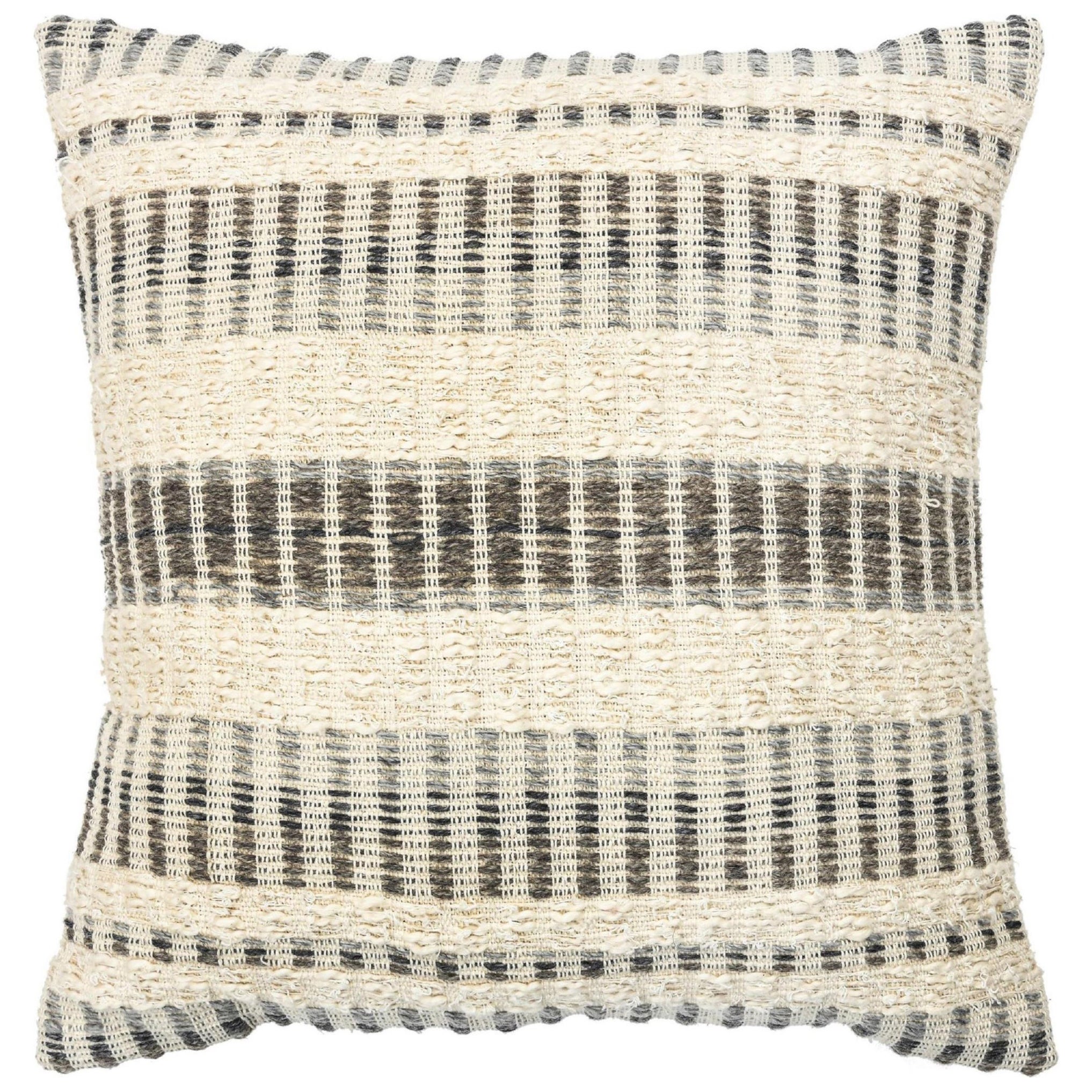 Beige And Gray Modern Boho Chic Style Wool and Cotton Pillow  For Sale