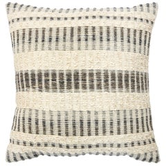 Beige And Gray Modern Boho Chic Style Wool and Cotton Pillow 