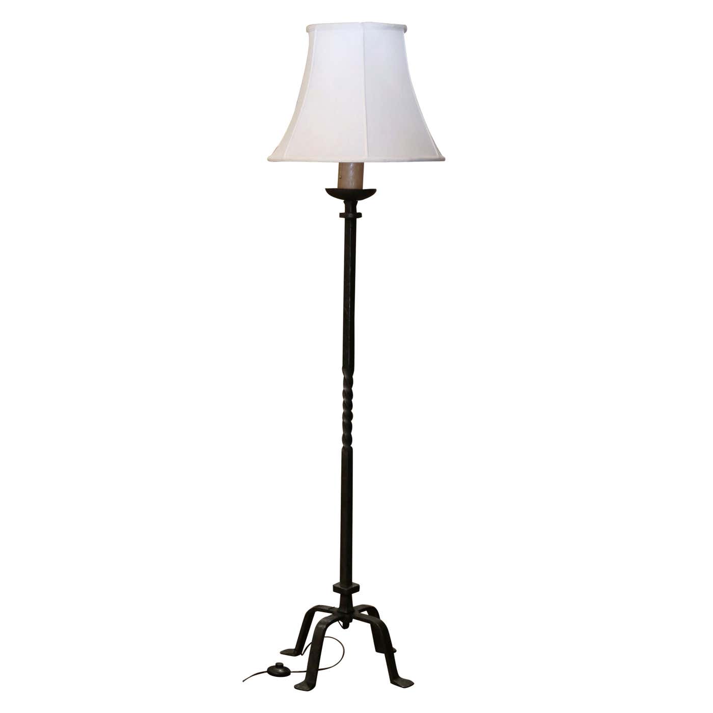 19th Century French Gothic Black Forged Wrought Iron Floor Lamp For ...