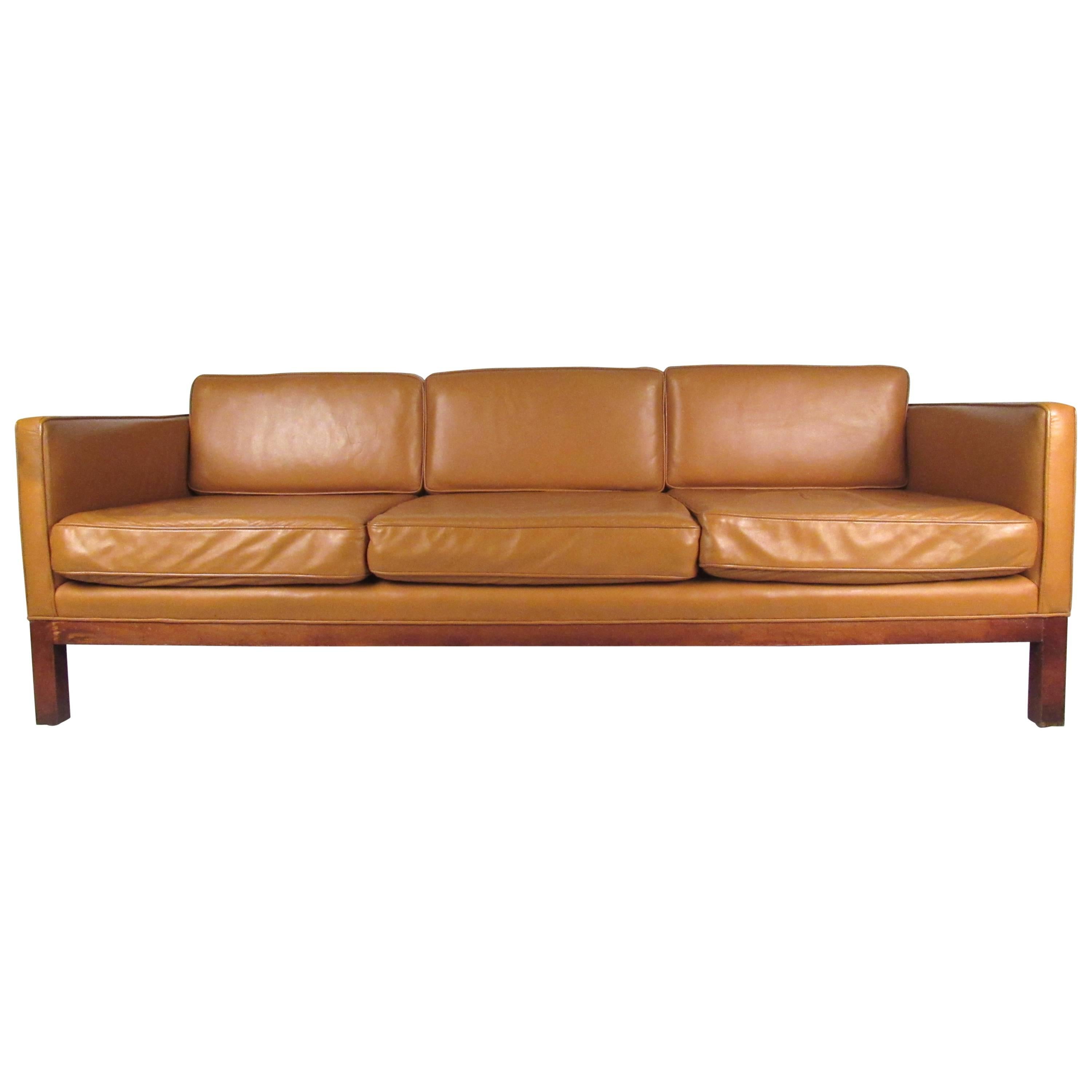 Scandinavian Modern Leather Sofa after Børge Mogensen