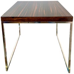 Vintage Macassar Ebony Side Table With Chrome Base