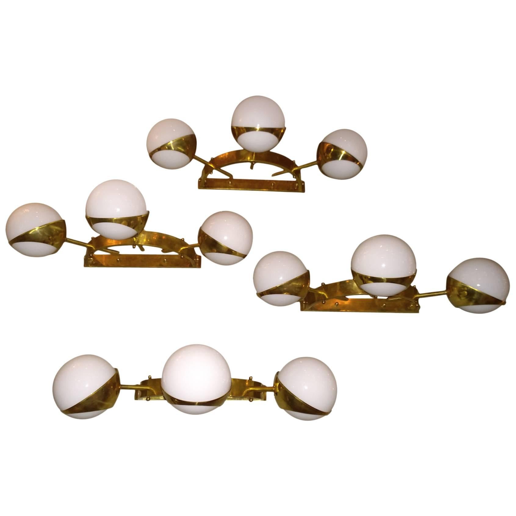 Two Pairs of Midcentury Sconces Attributed to Stilnovo