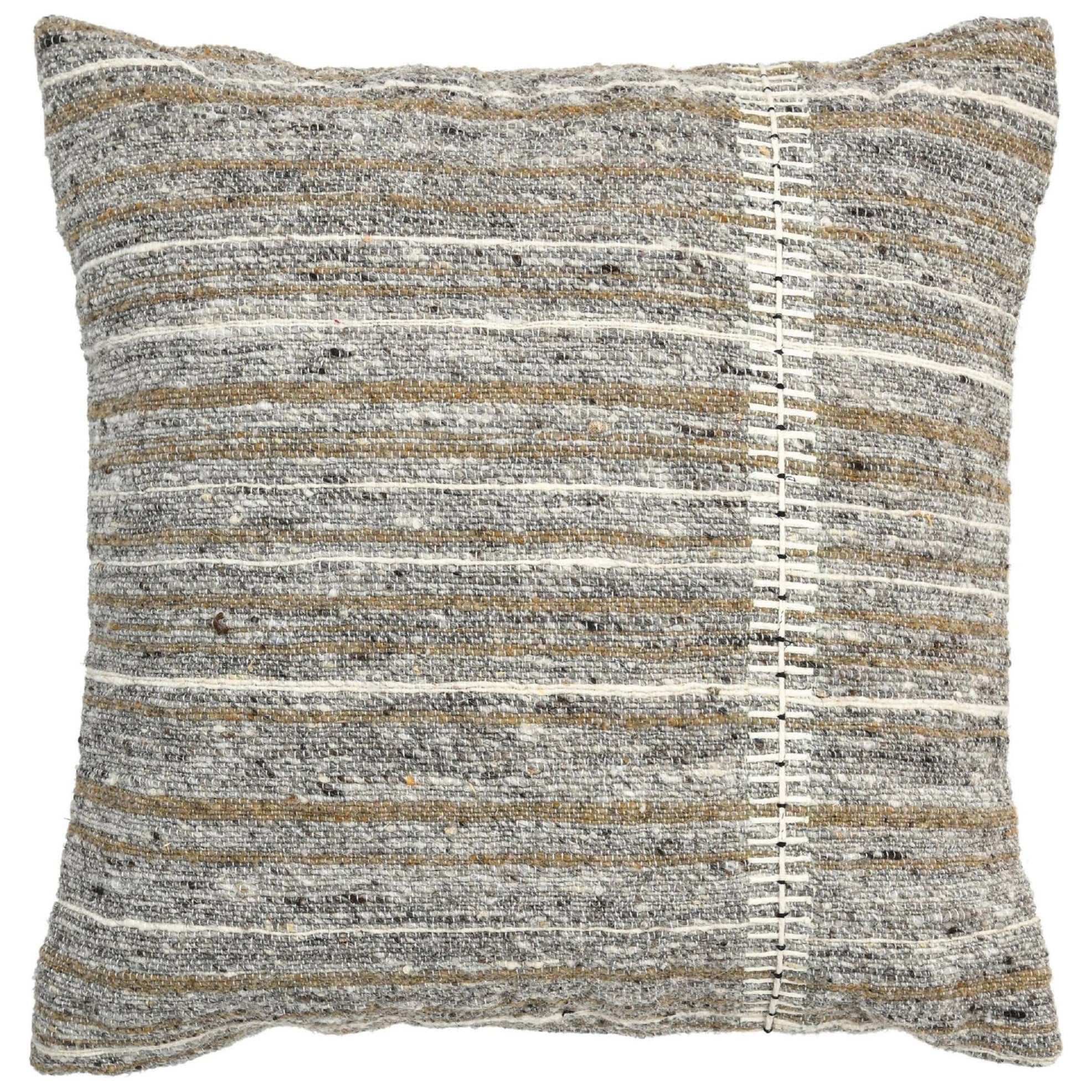 Boho Chic Style Modern Wool and Cotton Pillow In Muted Tones