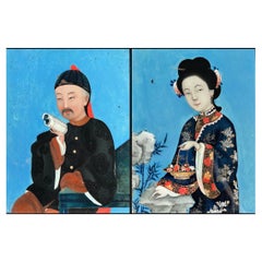 18th Century Chinese Reverse Glass Portraits