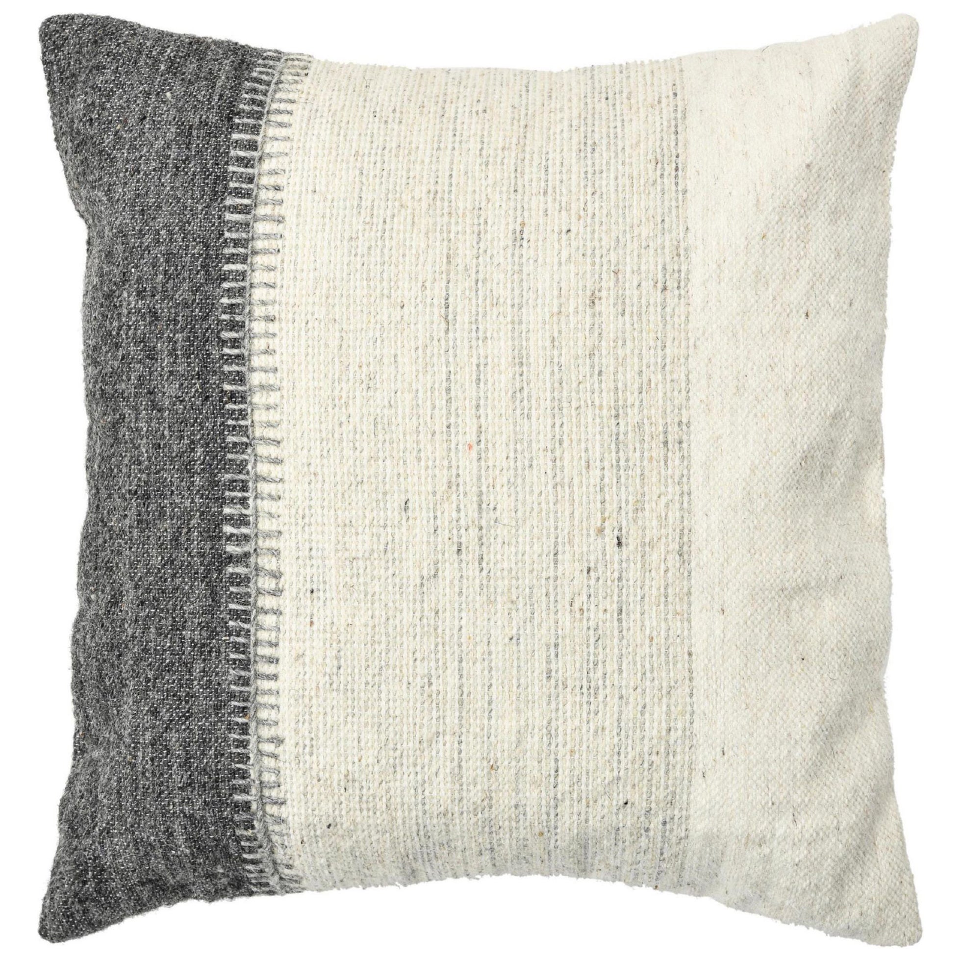 Boho Style Modern Ivory Wool and Cotton Pillow For Sale