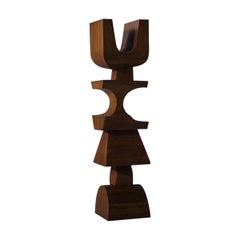 Nerone Ceccarelli abstract wooden Totem sculpture, Italy 1970s