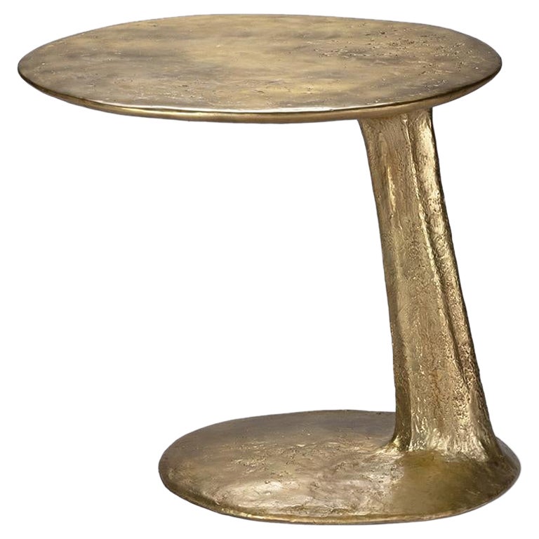 Natural Cast Brass Lava Large Side Table by Atelier V&F  For Sale