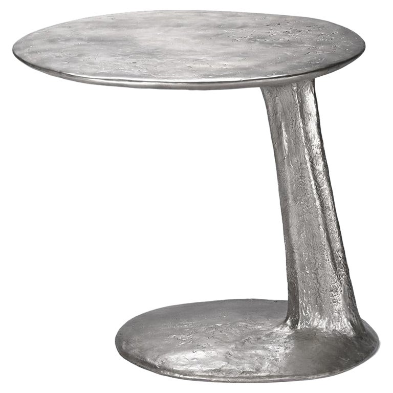Silver Cast Brass Lava Large Side Table by Atelier V&F  For Sale
