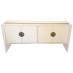 1970s Lacquered, Brass and Acrylic Credenza