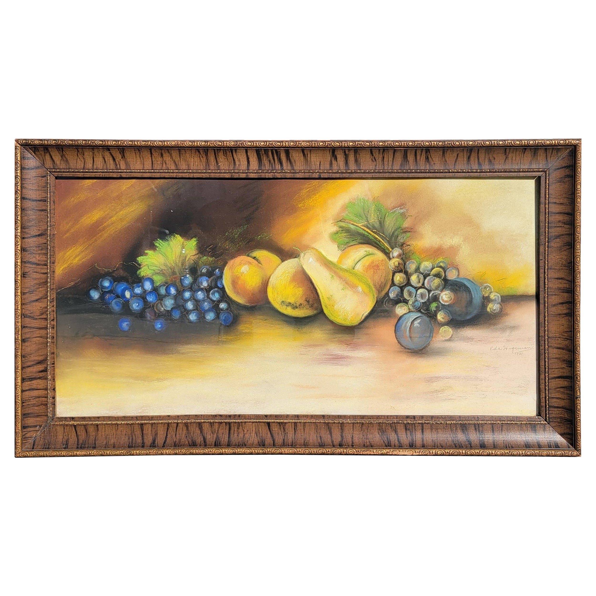 20Thc  Pastel Painting of Still Life - Artist Signed 1921 For Sale