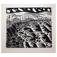 Used Edgar Dorsey Taylor Original Woodcut Baja - "Ocean Waves. Bahia de Rosaldita"