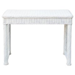 Used White Woven Rattan Hall Table