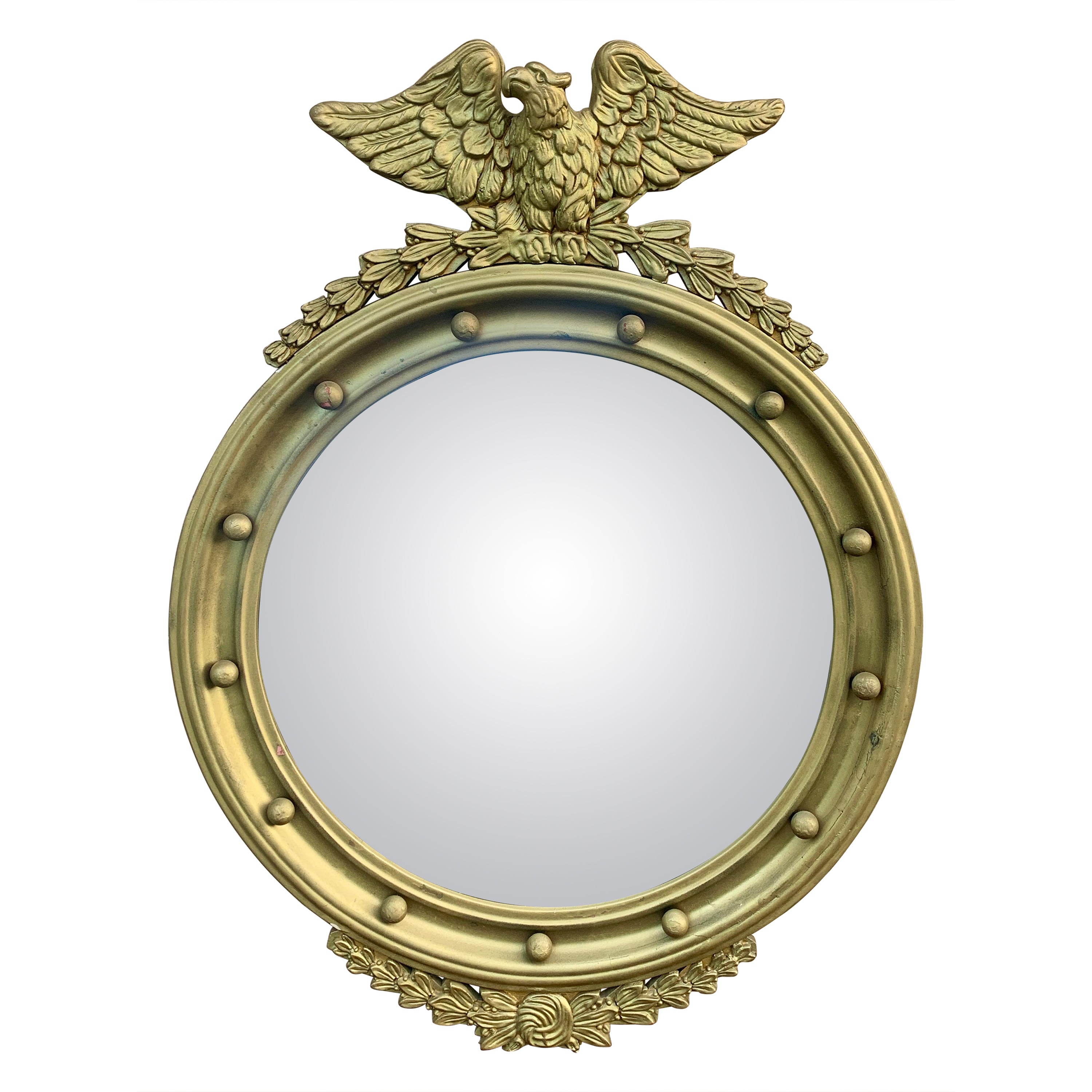 American Federal Giltwood Eagle Bullseye Convex Mirror For Sale