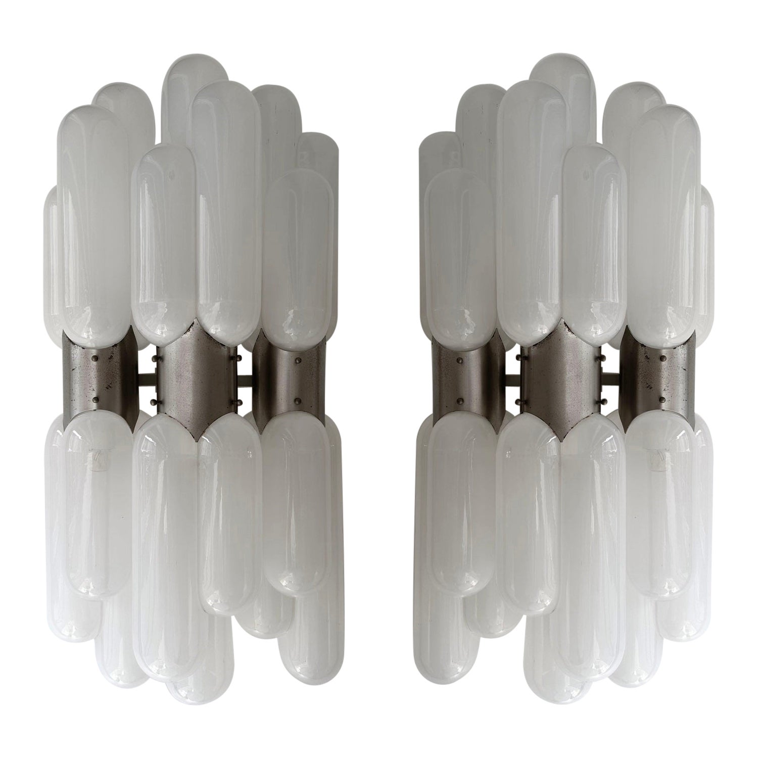 Pair of Torpedo Murano Glass Sconces by Carlo Nason for Mazzega, Italy, 1970s For Sale