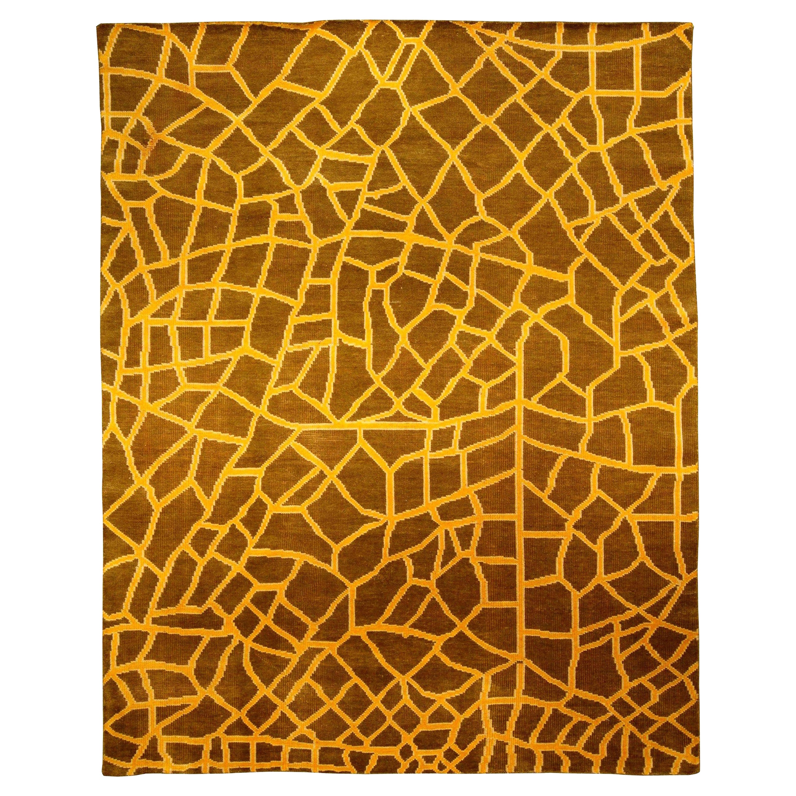 Contemporary Abstract Snake Skin Handmade Wool Rug by Doris Leslie Blau