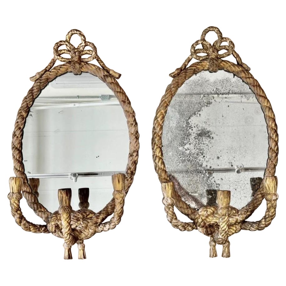 Stunning Pair of 19th Century English Rope Twist Mirrors by C. Nosoti For Sale