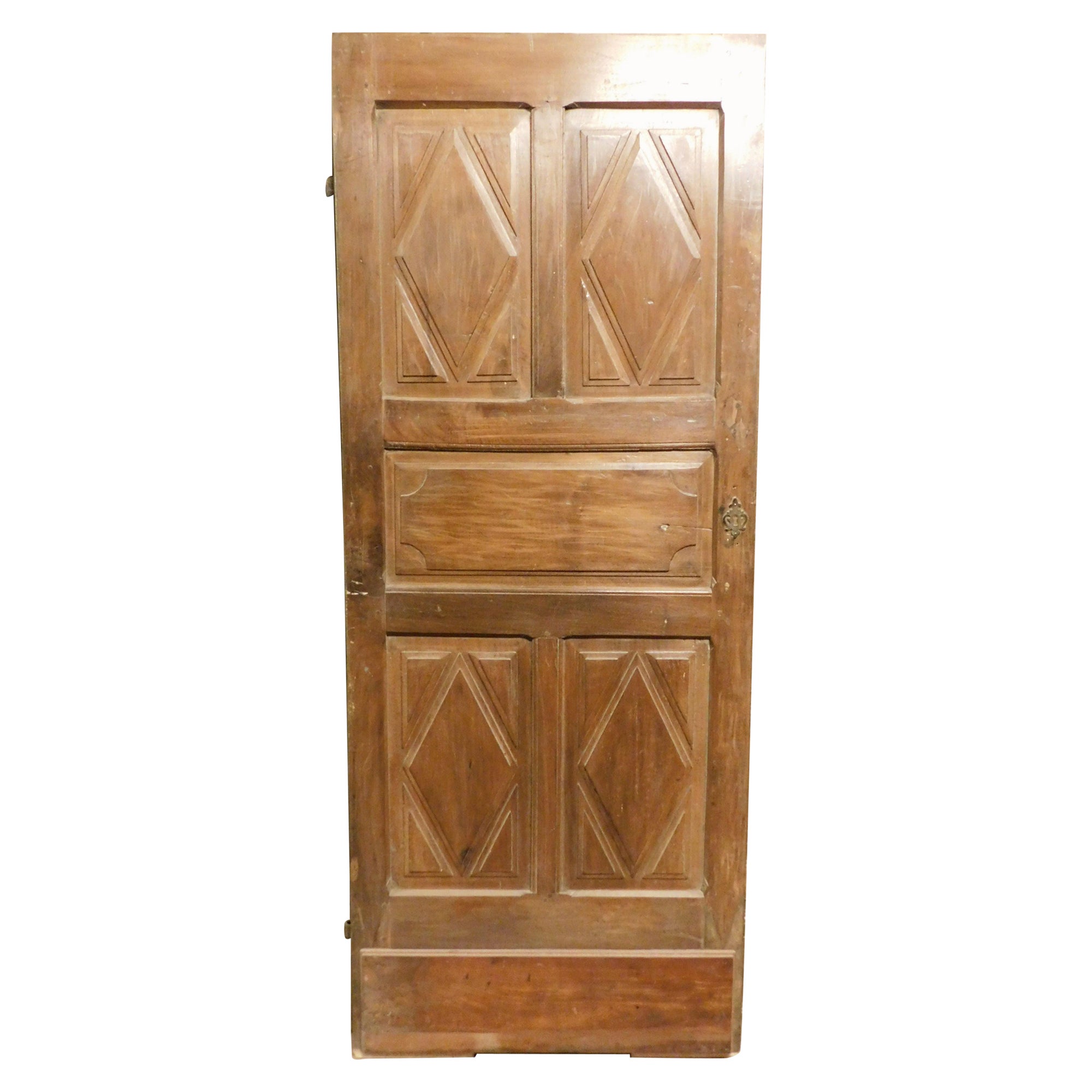 Interiornal old door, in walnut, richly carved on both sides, Milan (Italy) For Sale