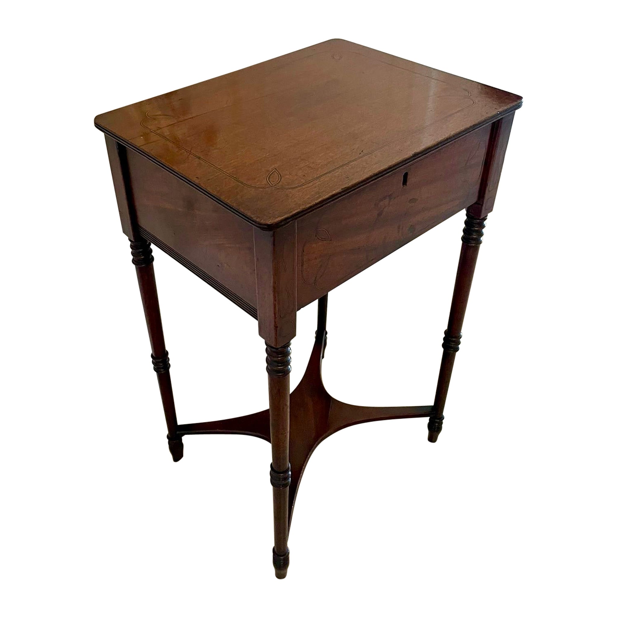 Antique Regency Freestanding Quality Mahogany Inlaid Lamp Table  For Sale
