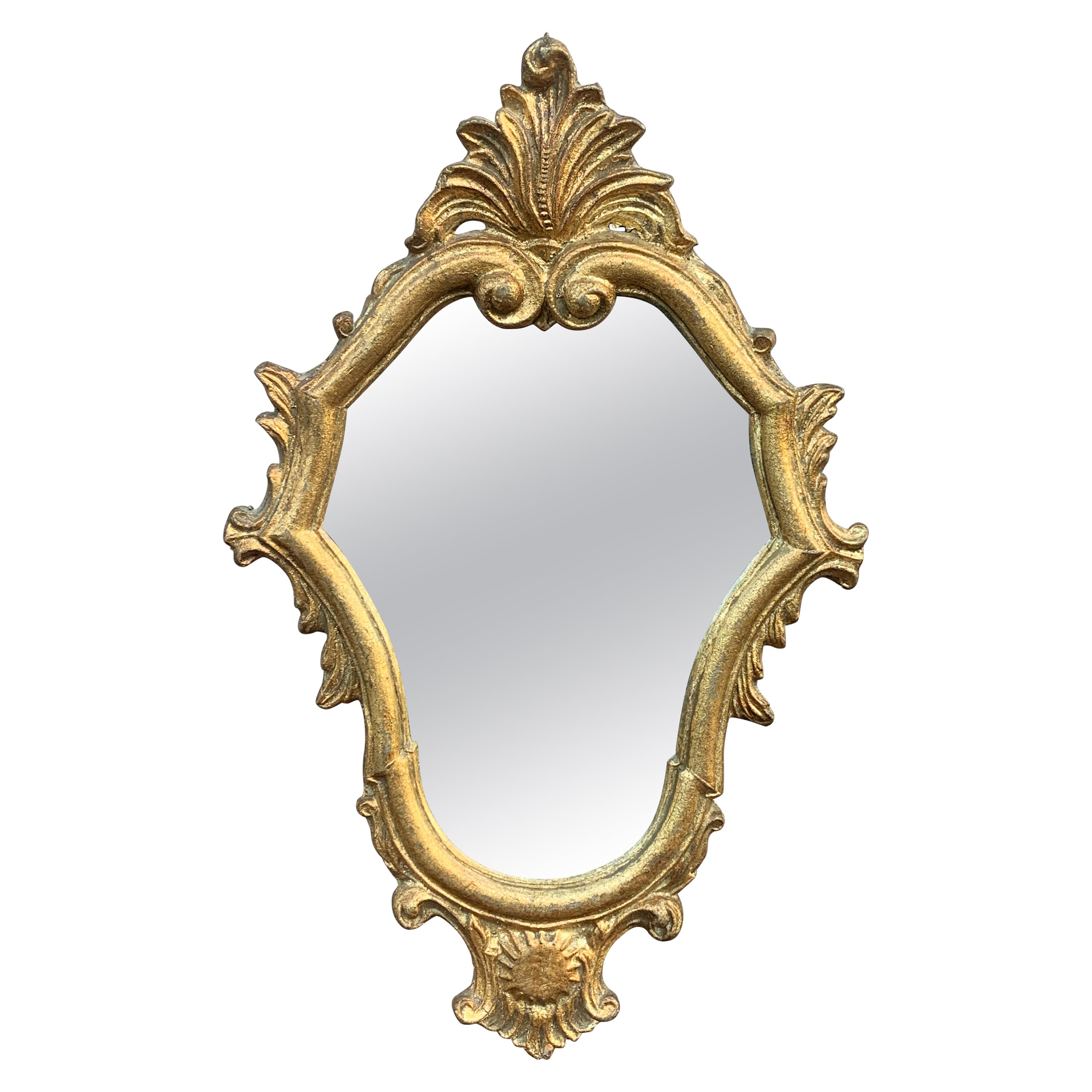 Italian Rococo Baroque Gilt Wood Wall Mirror For Sale