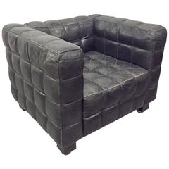 Tufted Leather Wittmann Kubus Lounge Chair by Josef Hoffmann