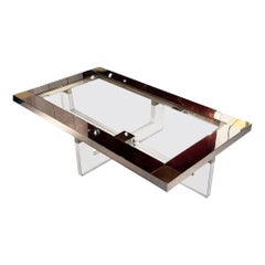 Retro 1970s Coffee Table with Glass Top