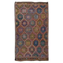 6x10 ft farbenfroher handgefertigter türkischer Jajim-Kelim-Teppich, einzigartig bestickter Teppich, 100 % Wolle