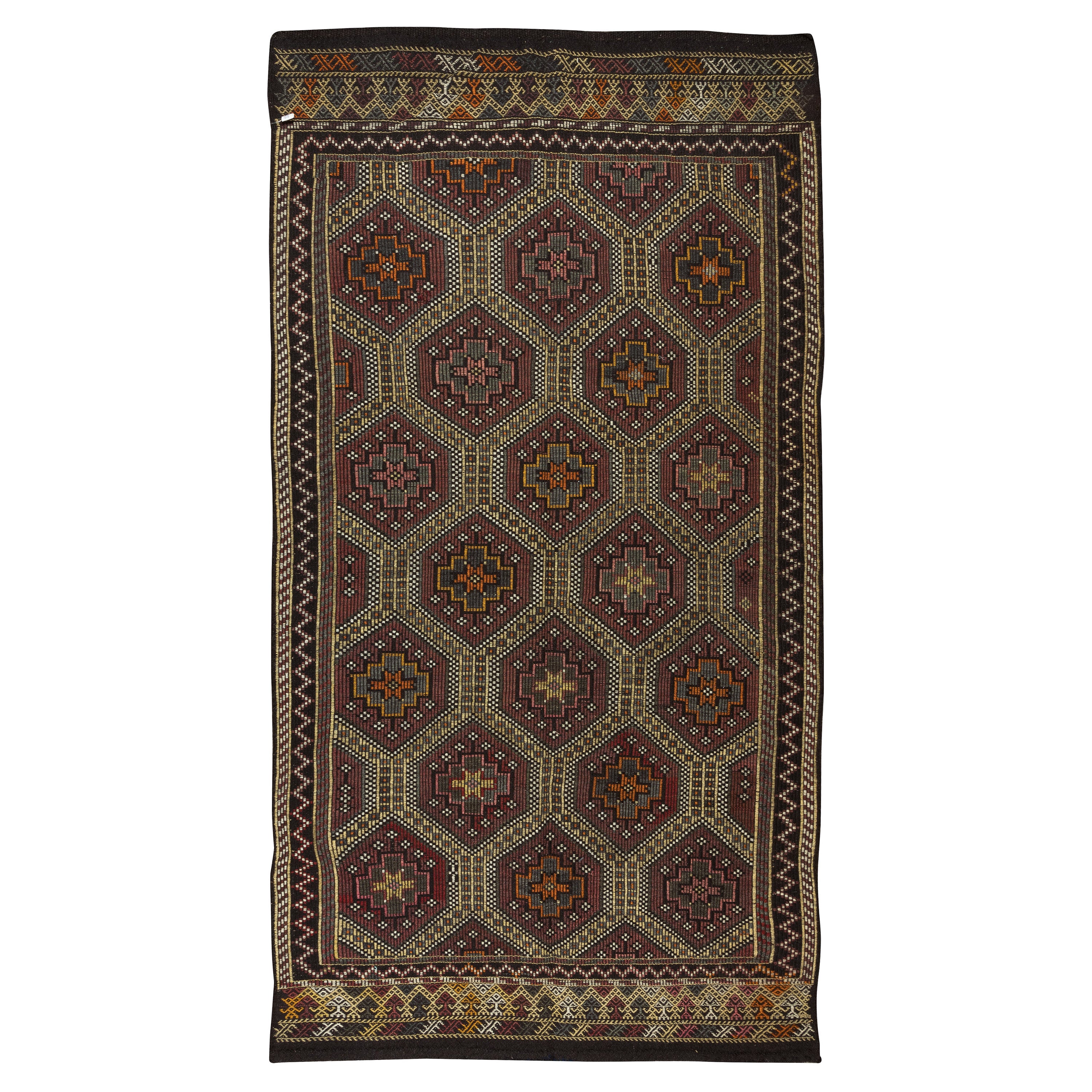 5.5x10.3 ft Vintage Anatolian Jajim Kilim, Handmade Embroidered Rug, 100% Wool For Sale