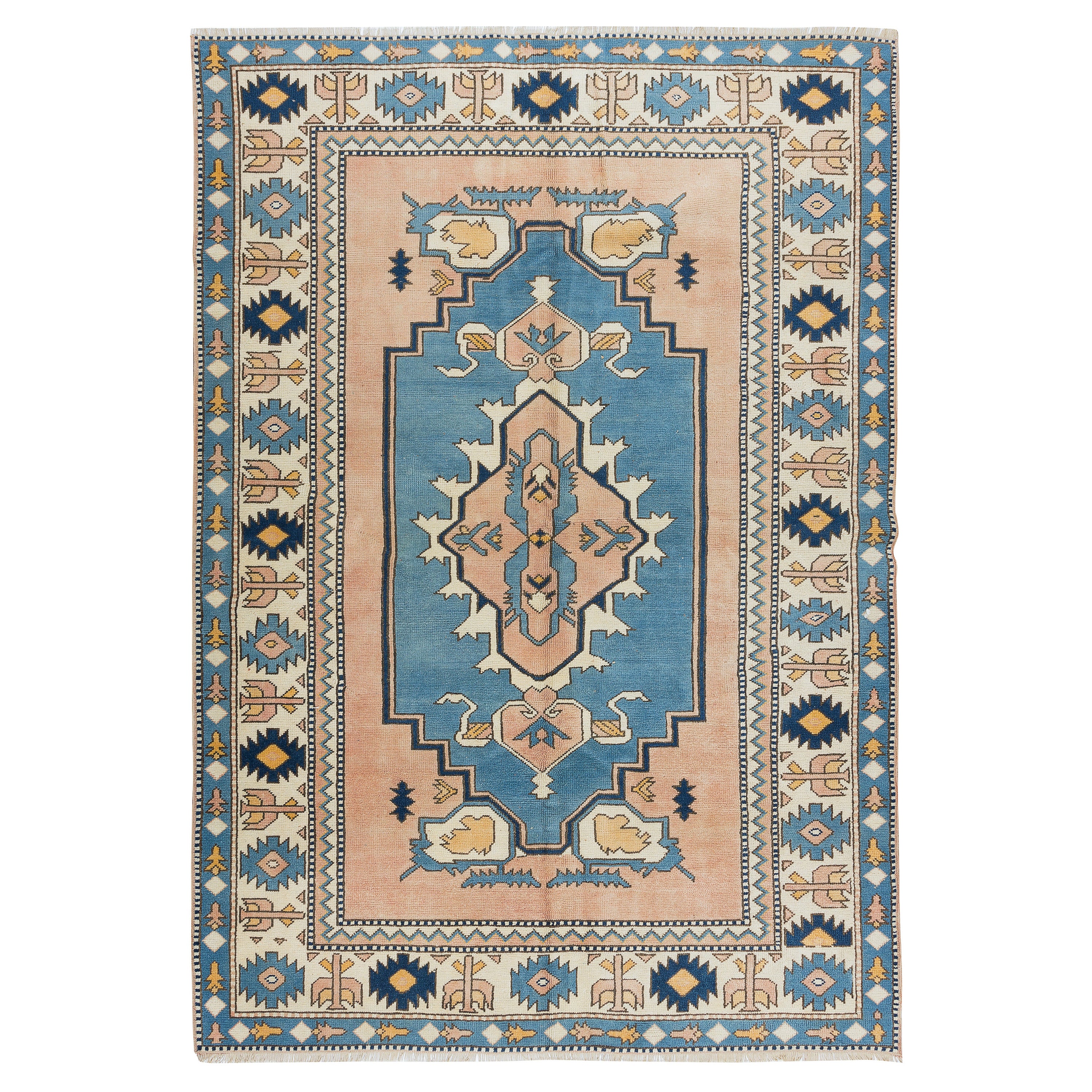 6x8.4 ft Traditional Handmade Anatolian Rug, Vintage Geometric Pattern Carpet