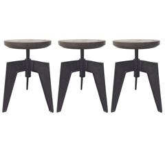 Set of Three Industrial Swivel Stools