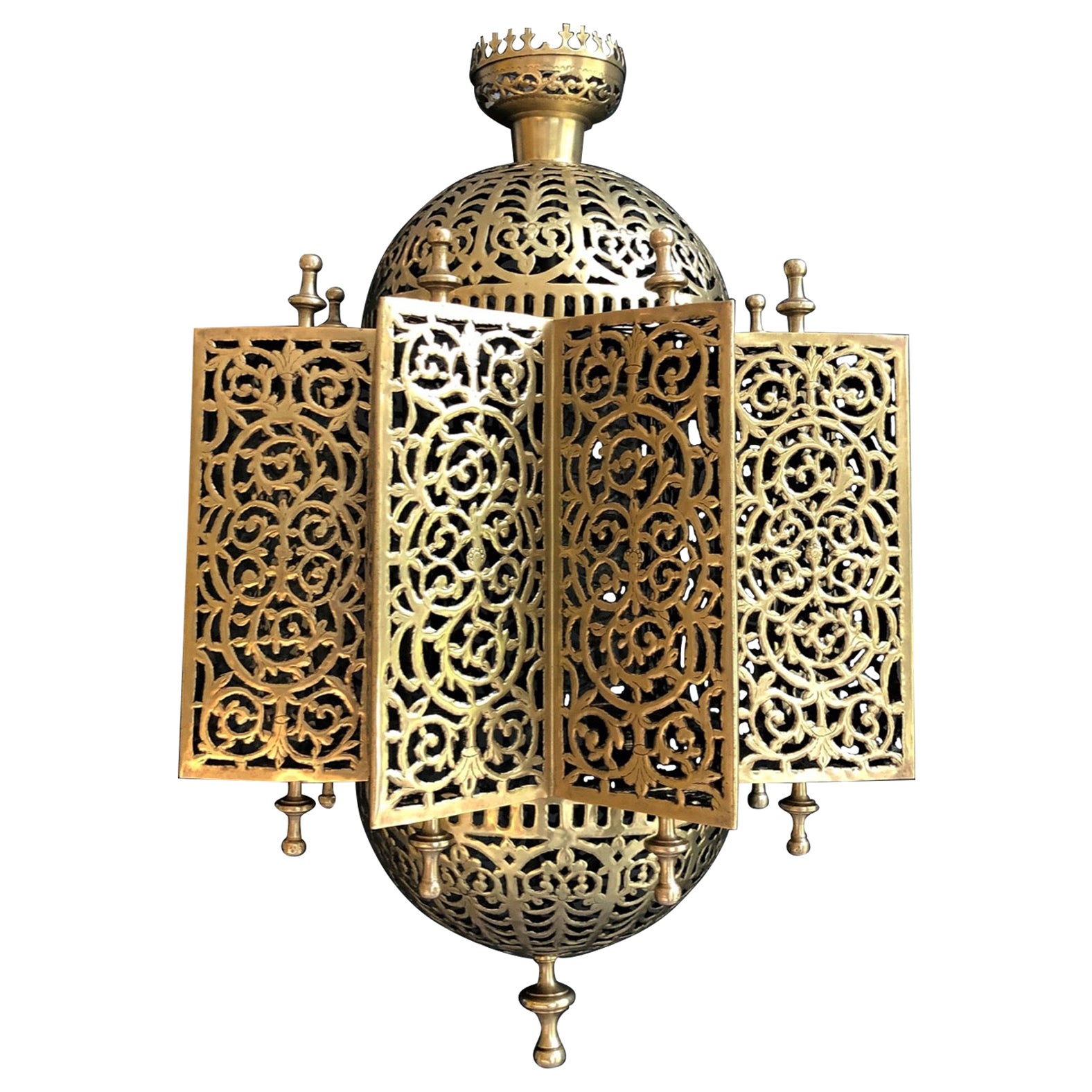 Exceptional Oriental Brass Lantern For Sale