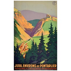Affiche vintage originale de voyage en train Jura Pontarlier Roger Broders PLM Railway