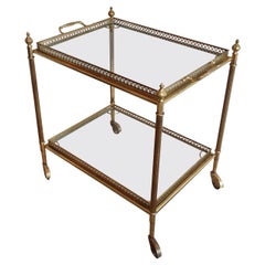 Vintage Neoclassical Style Brass Drinks Trolley with Removable Trays