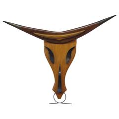 Wood and Iron Wall-Mounted Sculpture