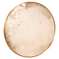 Round Convex Mirror Diam 93 cm Brass Frame