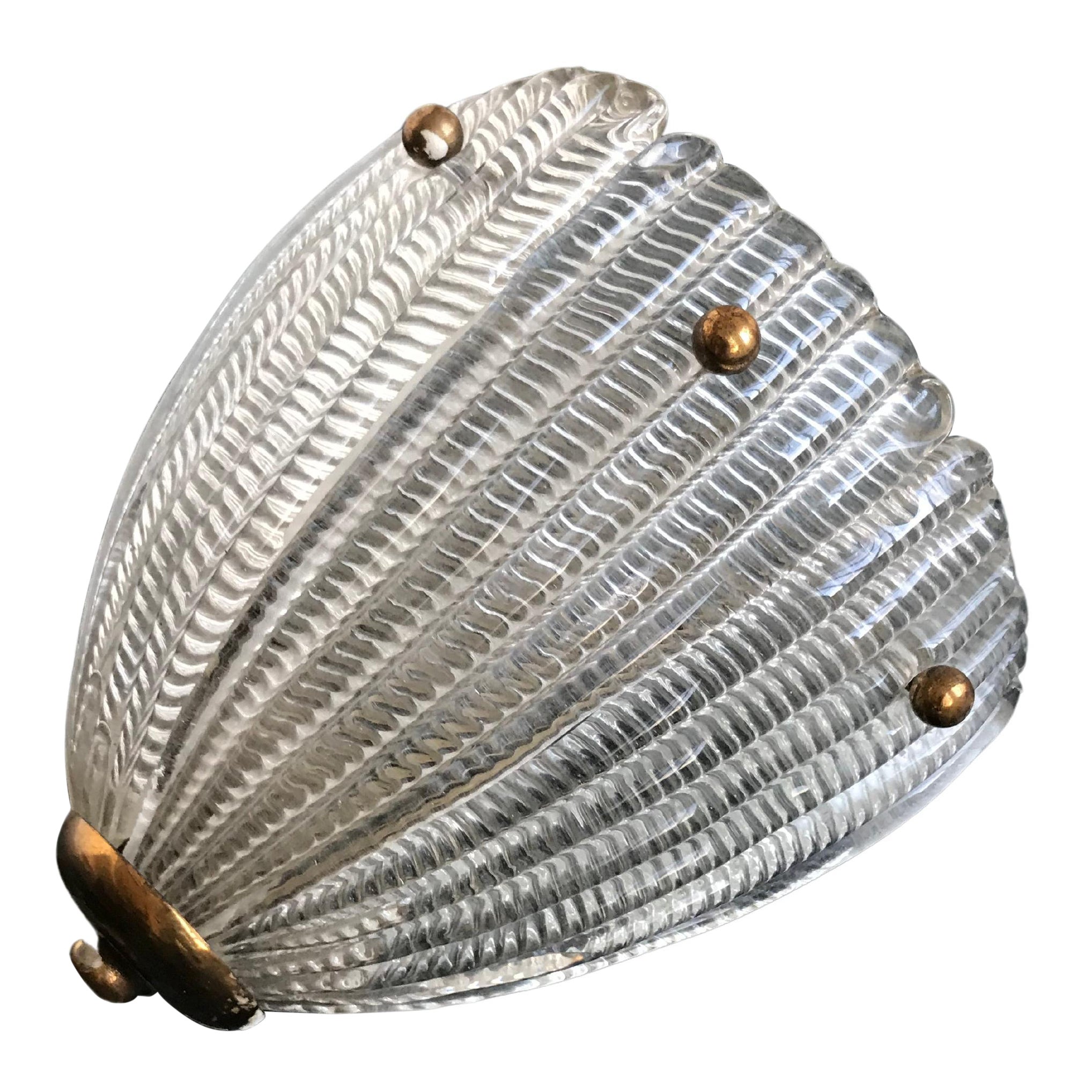 Vintage 1950s Applique in Murano Glass and Brass by Seguso, Decorative Lamp