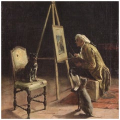 huile sur toile du XIXe siècle Peinture italienne signée G. Bottero, 1890
