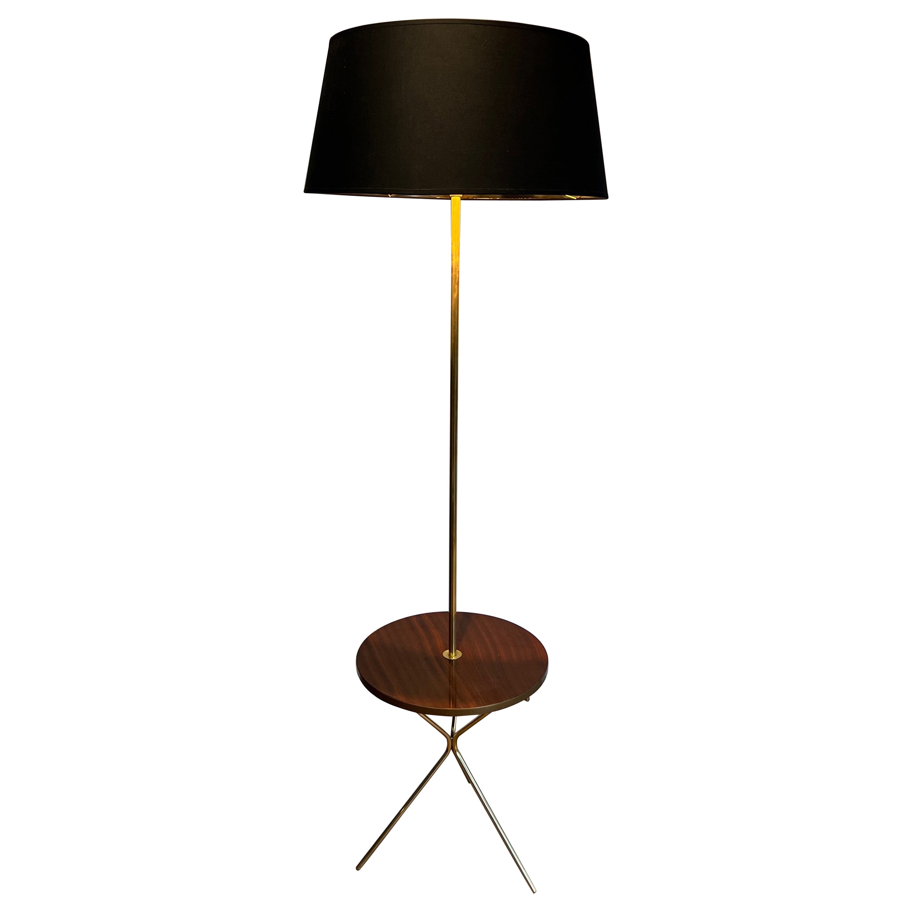 Neoclassical Style Brass and Wood Floor Lamp in the Style of Maison Jansen For Sale